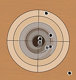 Shooting range target with bullet holes