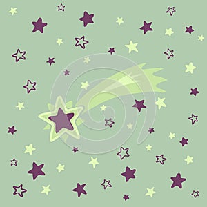 Shooting star background against starry night sky, vector illustration eps10