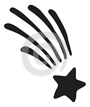 Shooting star icon. Flying meteor with trace lines