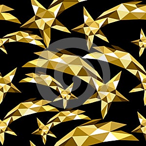 Shooting star seamless pattern gold low poly xmas