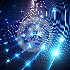 Shooting star trails forming glowing wave patterns