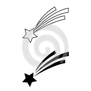 Shooting stars icon vector. Comet tail or star trail illustration sign. fireworks symbol or logo.