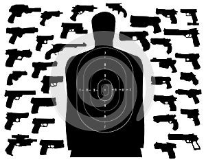 Shooting target and guns