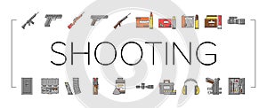 Shooting Weapon And Accessories Icons Set Vector .