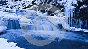 Shooting the winter waterfall