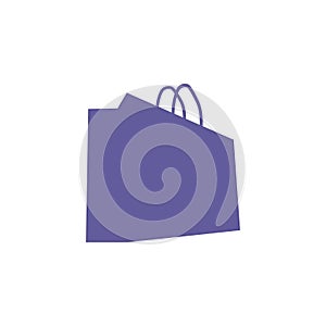 Shop bag in violet. Vector icon isolated on white background
