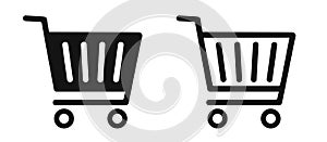 Shop cart icon, buy and sale symbol. Full and empty shopping cart. Shopping basket icon sign â€“ vector