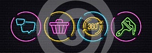Shop cart, Speech bubble and Full rotation minimal line icons. For web application, printing Vector