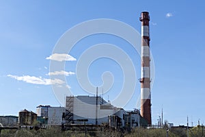 Shop and chimney of a thermal power station