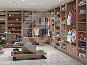 Shop with clothes, 3d illustration