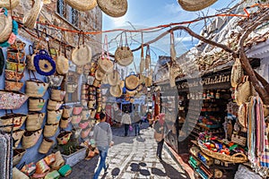 Shop decoration in the blue town Chefchaouen