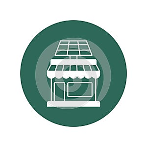 Shop electricity via solar Vector Icon which can easily modify or edit.