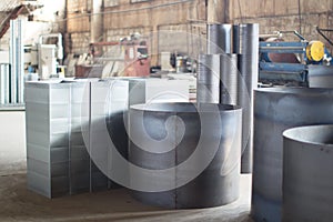 Ventilation pipes of various configurations in the factory photo
