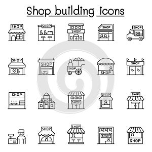 Shop icons set in thin line style