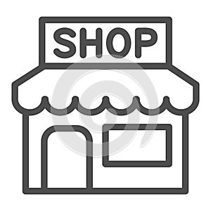 Shop line icon, street market concept, Showcase kiosk sign on white background, store icon in outline style for mobile