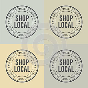 Shop Local Vector Icons - Four Color Pack - Small Business Shopping Graphic - Organic - Green Movement - Plant Based