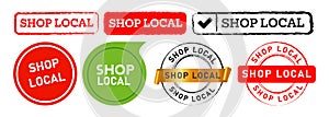 shop local rubber stamp label sticker sign for business locally trade market commerce photo