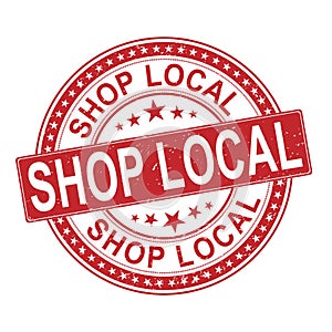 Shop Local Small Business Rubber Stamp on white background