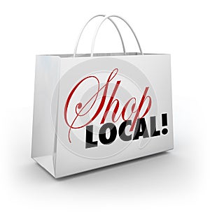 Shop Local Support Community Shopping Bag Words