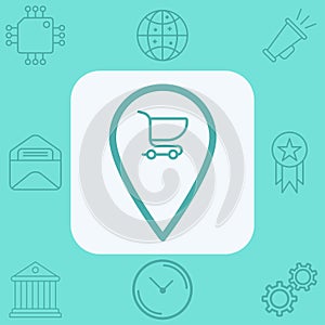 Shop location pin vector icon sign symbol