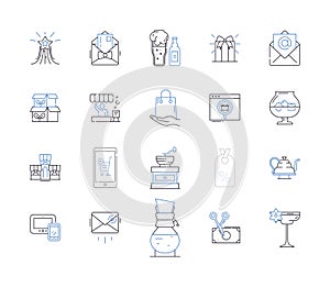 Shop and meal outline icons collection. shop, meal, restaurant, bistro, cafe, diner, brasserie vector and illustration photo