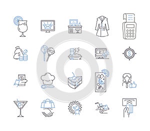 Shop and meal outline icons collection. shop, meal, restaurant, bistro, cafe, diner, brasserie vector and illustration photo
