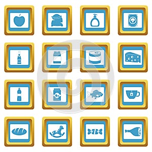 Shop navigation foods icons azure