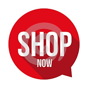 Shop Now sign button speech bubble