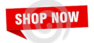 shop now speech bubble. shop now ribbon sign.