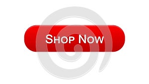 Shop now web interface button red color, online shopping service, advertisement