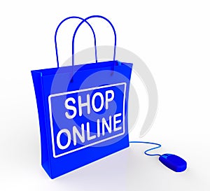 Shop Online Bag Shows Internet Shopping and Buying