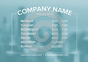 Shop opening time hours vector template