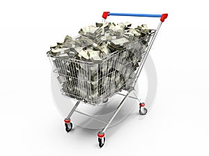 Shop pushcart with dollars photo