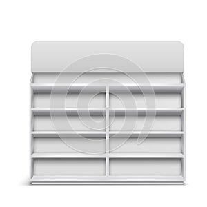 Shop rack with empty shelves realistic vector