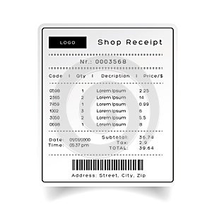 Shop Receipt template vector