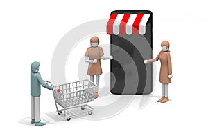 Shop in the shopping cart. Enjoy online shopping. Shop in the internet world