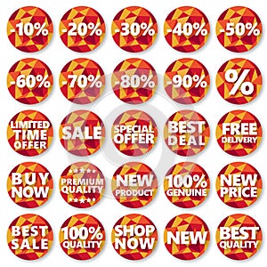 Shop stickers, buttons, badges, vector illustration