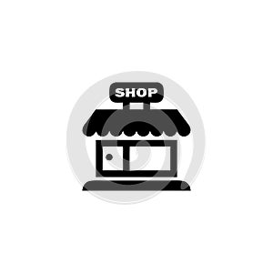 Shop store frontal building icon and simple flat symbol for web site, mobile, logo, app, UI