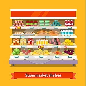 Shop, supermarket interior. Healthy food