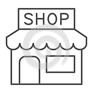 Shop thin line icon, street market concept, Showcase kiosk sign on white background, store icon in outline style for