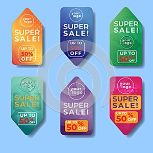 Shop Variation Label, Super Sale Discount Object Label Vector