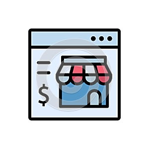 Shop, website icon. Simple color with outline vector elements of economy icons for ui and ux, website or mobile application