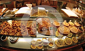 Shop window with cakes