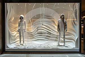 Shop window display, Showcase on shopping mall. Generative AI