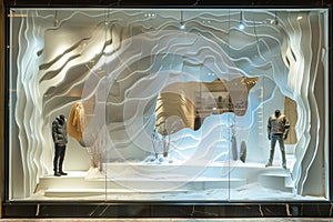 Shop window display, Showcase on shopping mall. Generative AI
