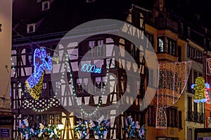 Shop-window and street decoration of Strasbourg before Christmas