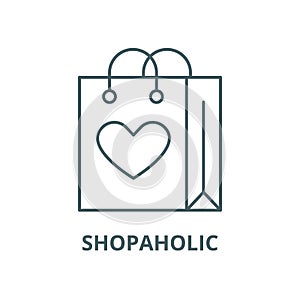 Shopaholic vector line icon, linear concept, outline sign, symbol
