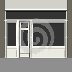 Shopfront with Black Windows. Light Store Facade. Vector.