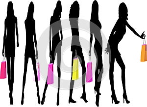 Shoping Girls - vector illustration