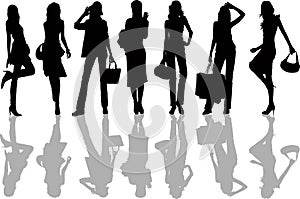 Shoping Girls - vector illustration